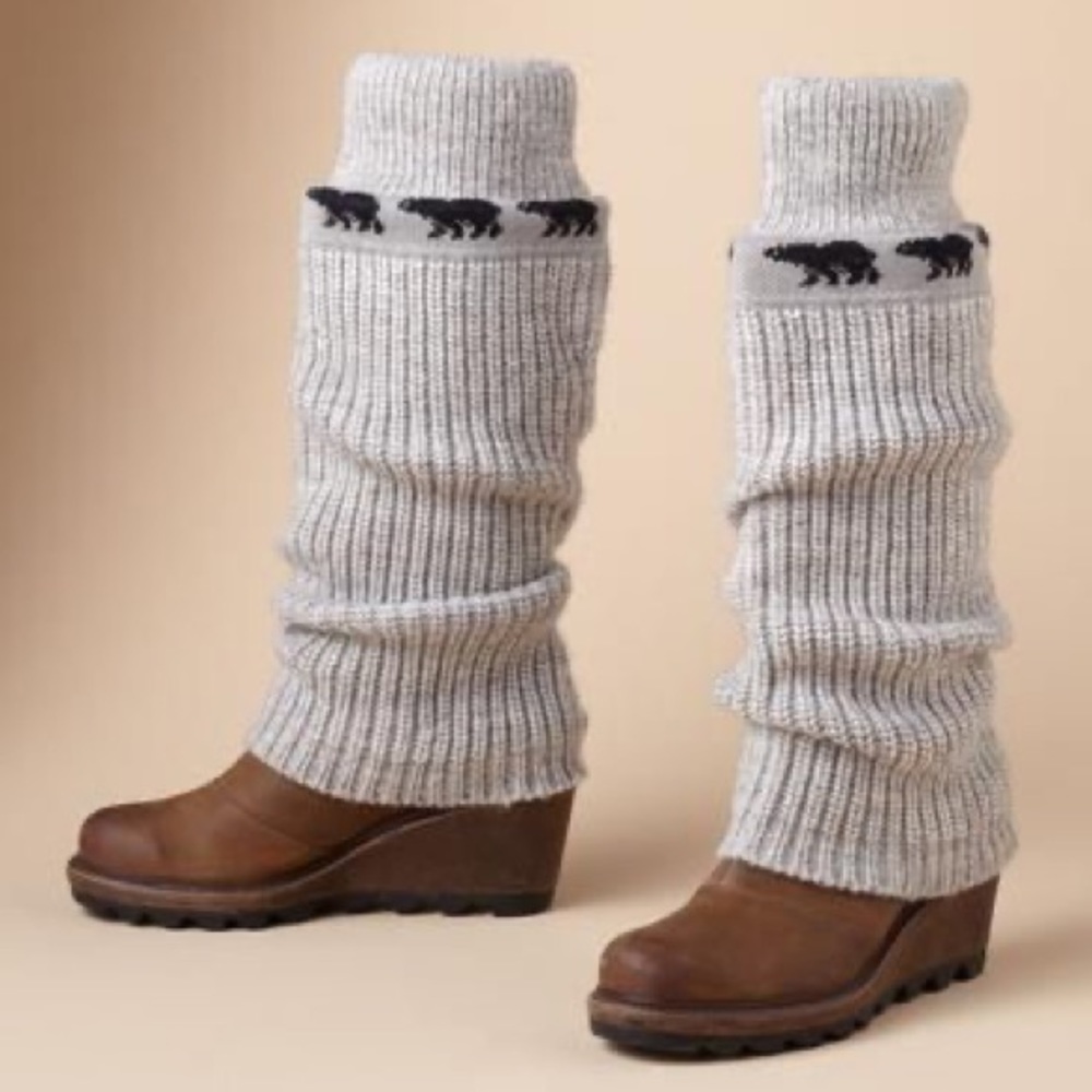 SOREL Brown Crazy Cable Knit Sweater Wedge Boot